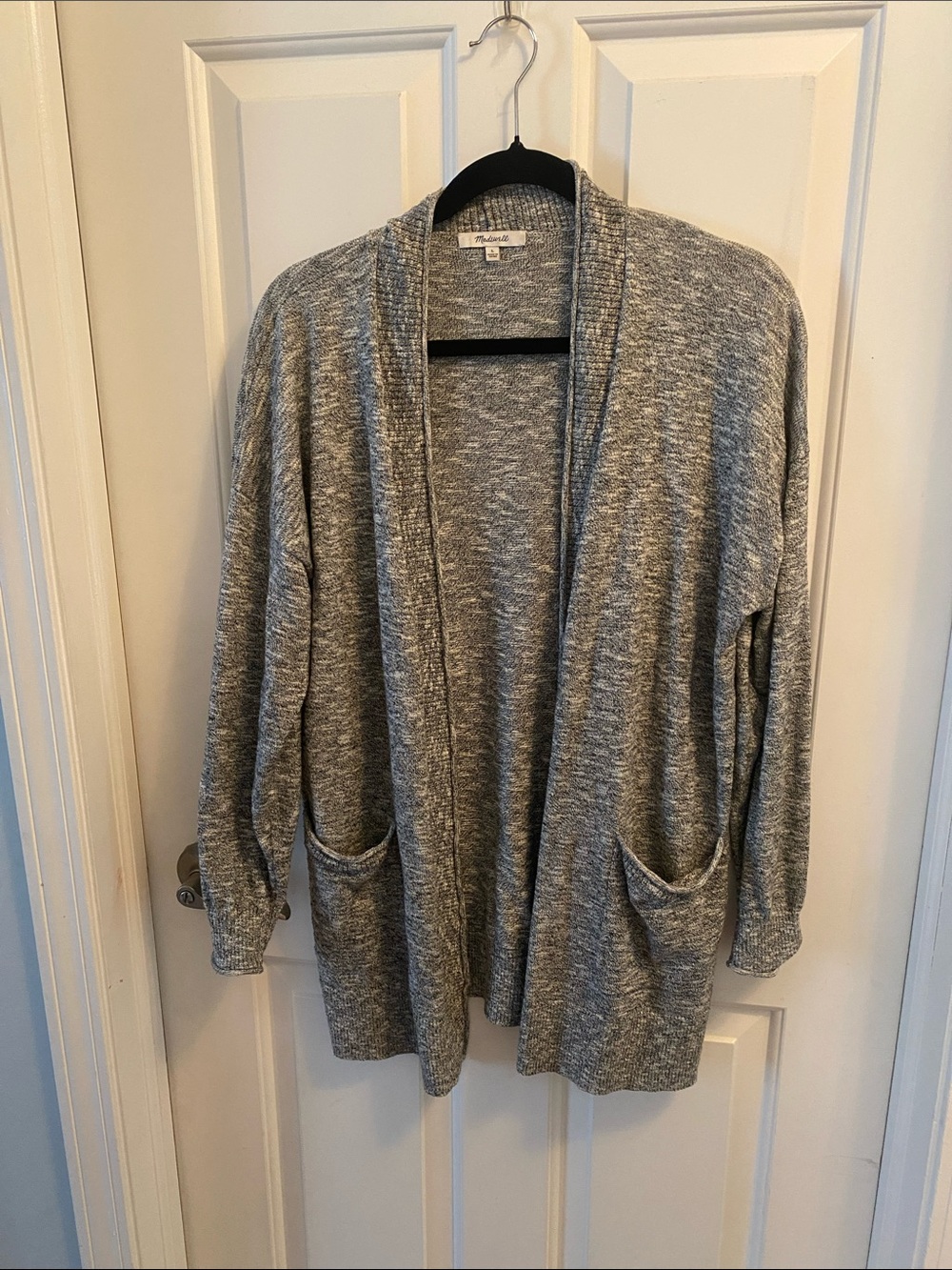 Madewell Heather Gray Open-Front Pocket Cardigan